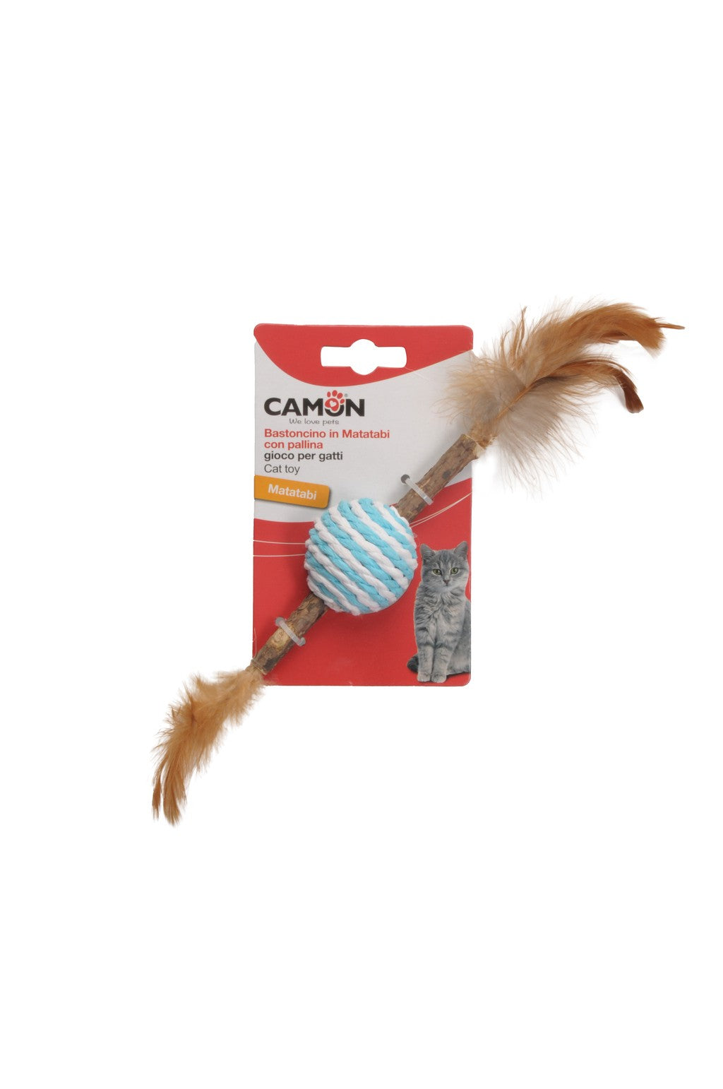 Camon Gioco per gatti - Bastoncino in Matatabi con Pallina e Piume Camon Gioco per gatti - Bastoncino in Matatabi con Pallina e Piume